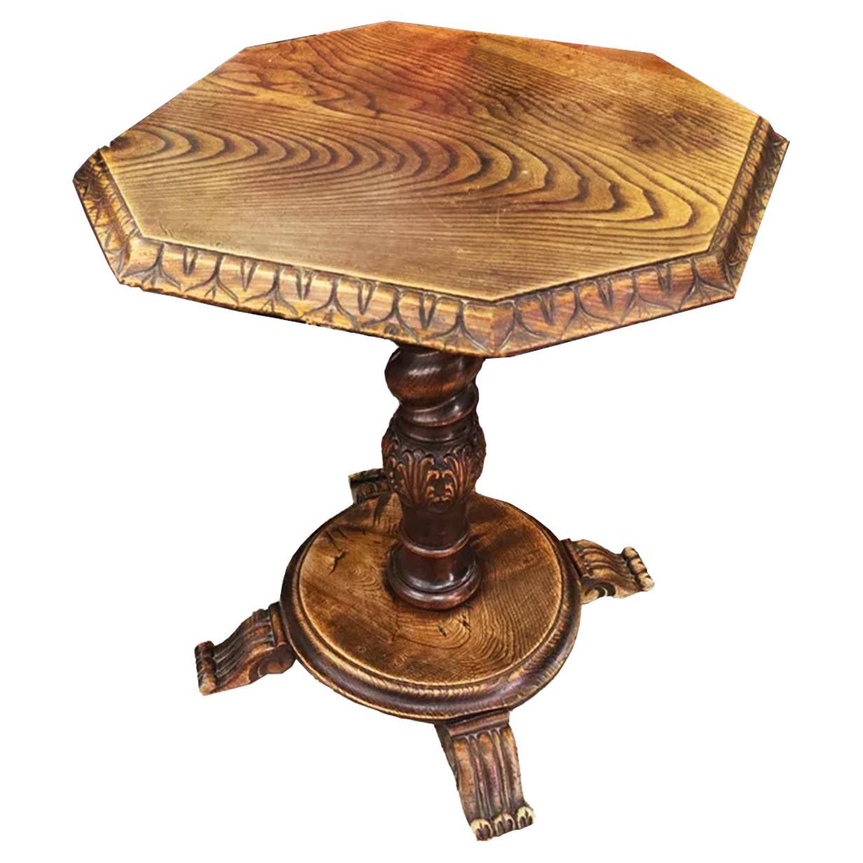 Unique Side Table or Gueridon Barley Twist Leg Chestnut  Spain 19th Century