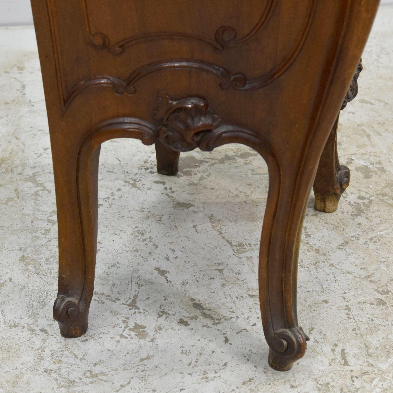 19th Baroque Louis XV Rococo Style Walnut Bedside Table with Putti 2