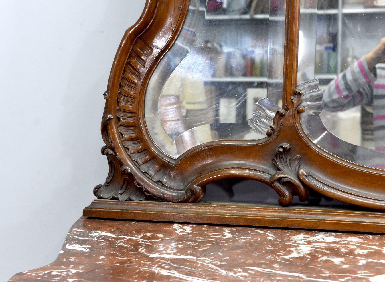 19th Baroque Louis XV Rococo Style Walnut Dressing Table with Putti For Sale 1