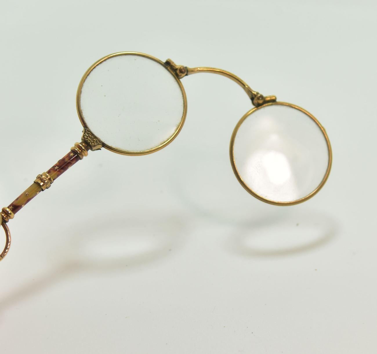 19th Century Binocle or Face to Hand in Gold and Enamel In Good Condition For Sale In Marseille, FR