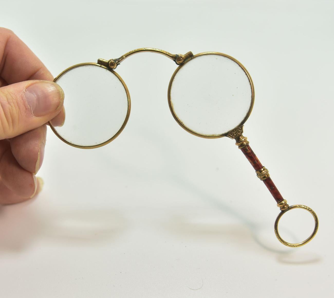19th Century Binocle or Face to Hand in Gold and Enamel For Sale 1