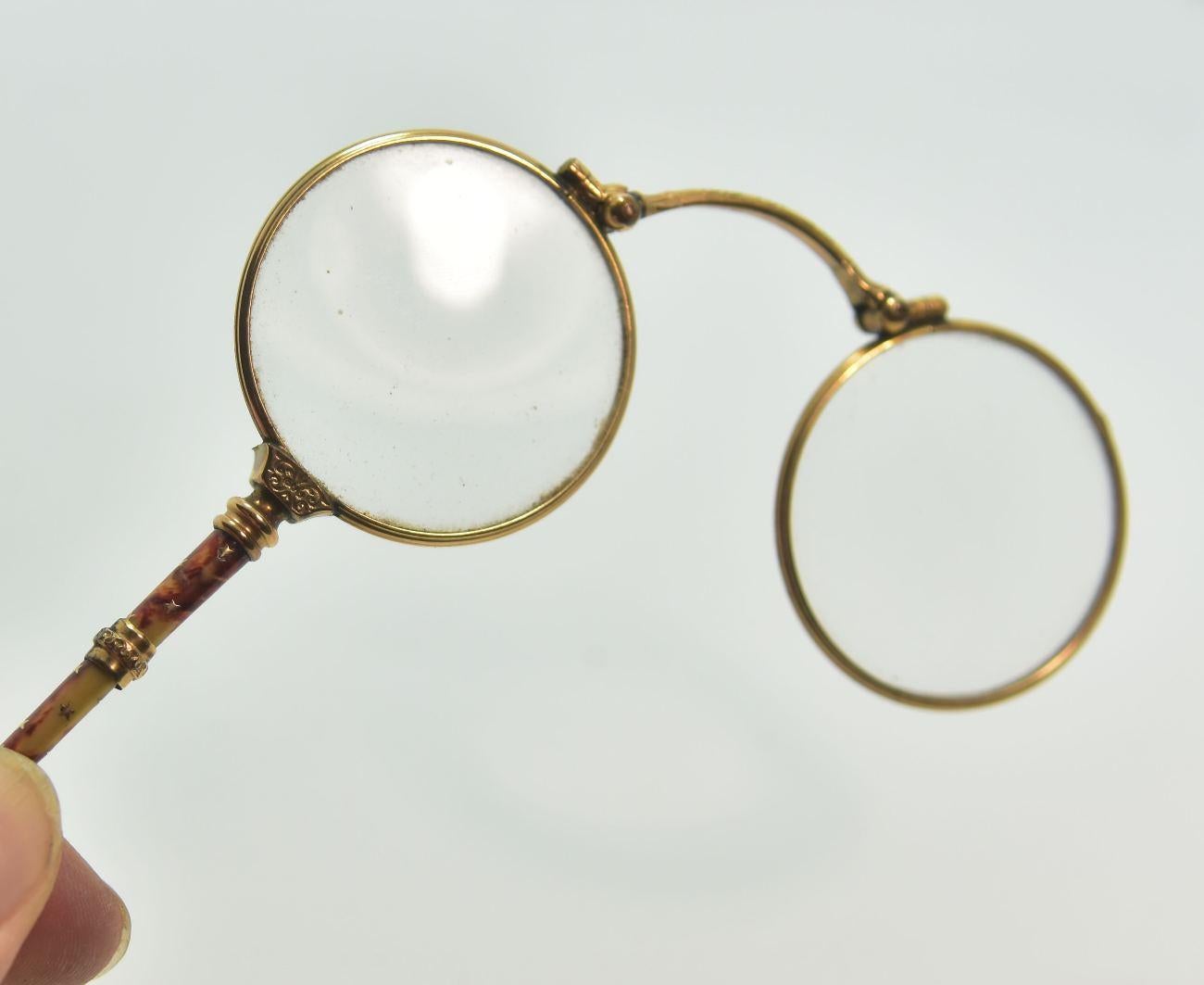19th Century Binocle or Face to Hand in Gold and Enamel For Sale 3