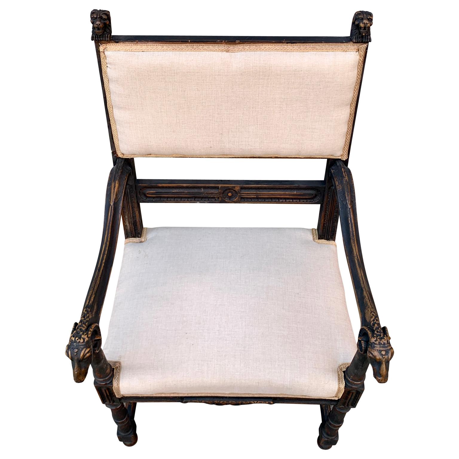 Französischer Sessel des 19. Jahrhunderts, schwarz lackiert im Zustand „Gut“ im Angebot in Haddonfield, NJ