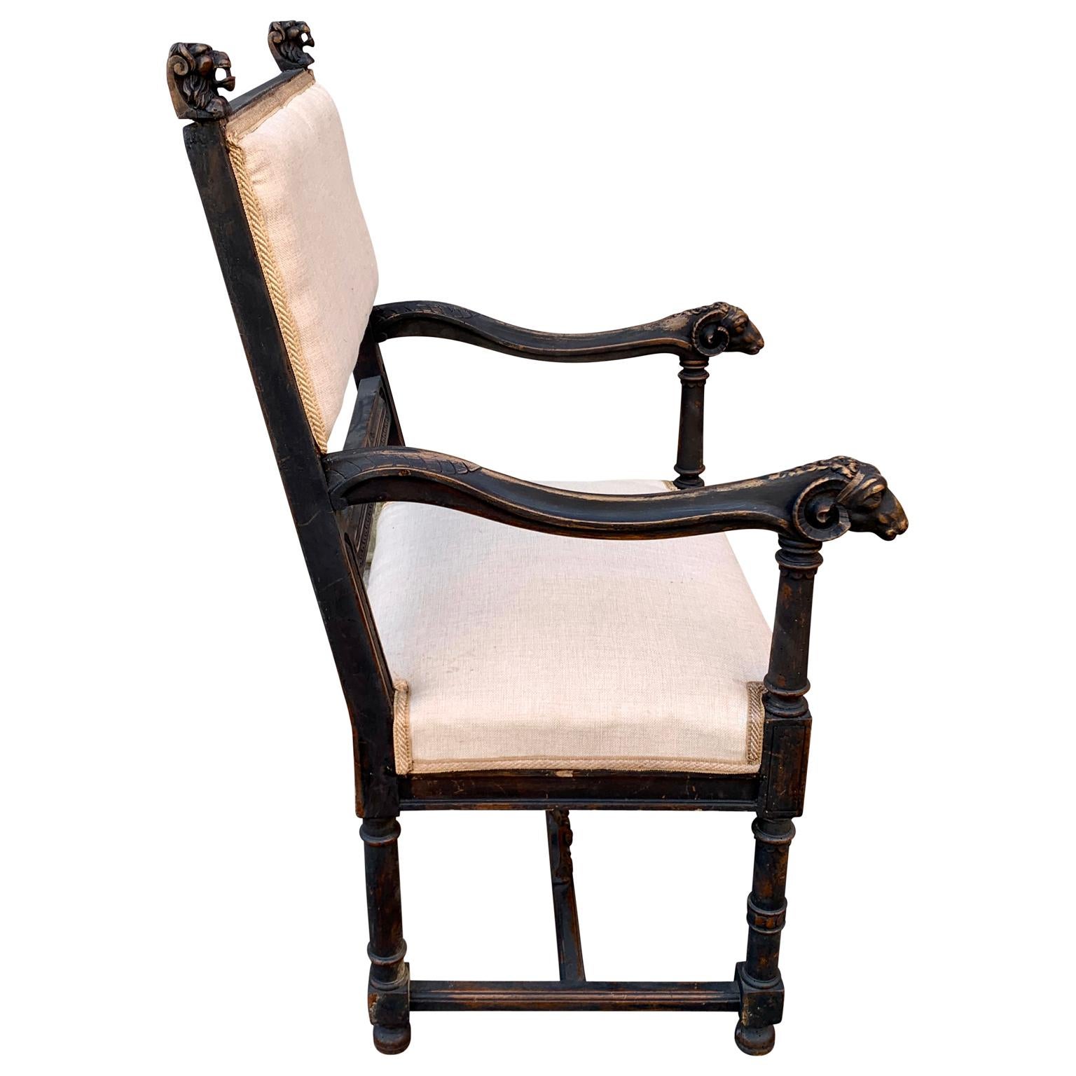 Late 19th Century 19th Black Painted Century French Armchair For Sale