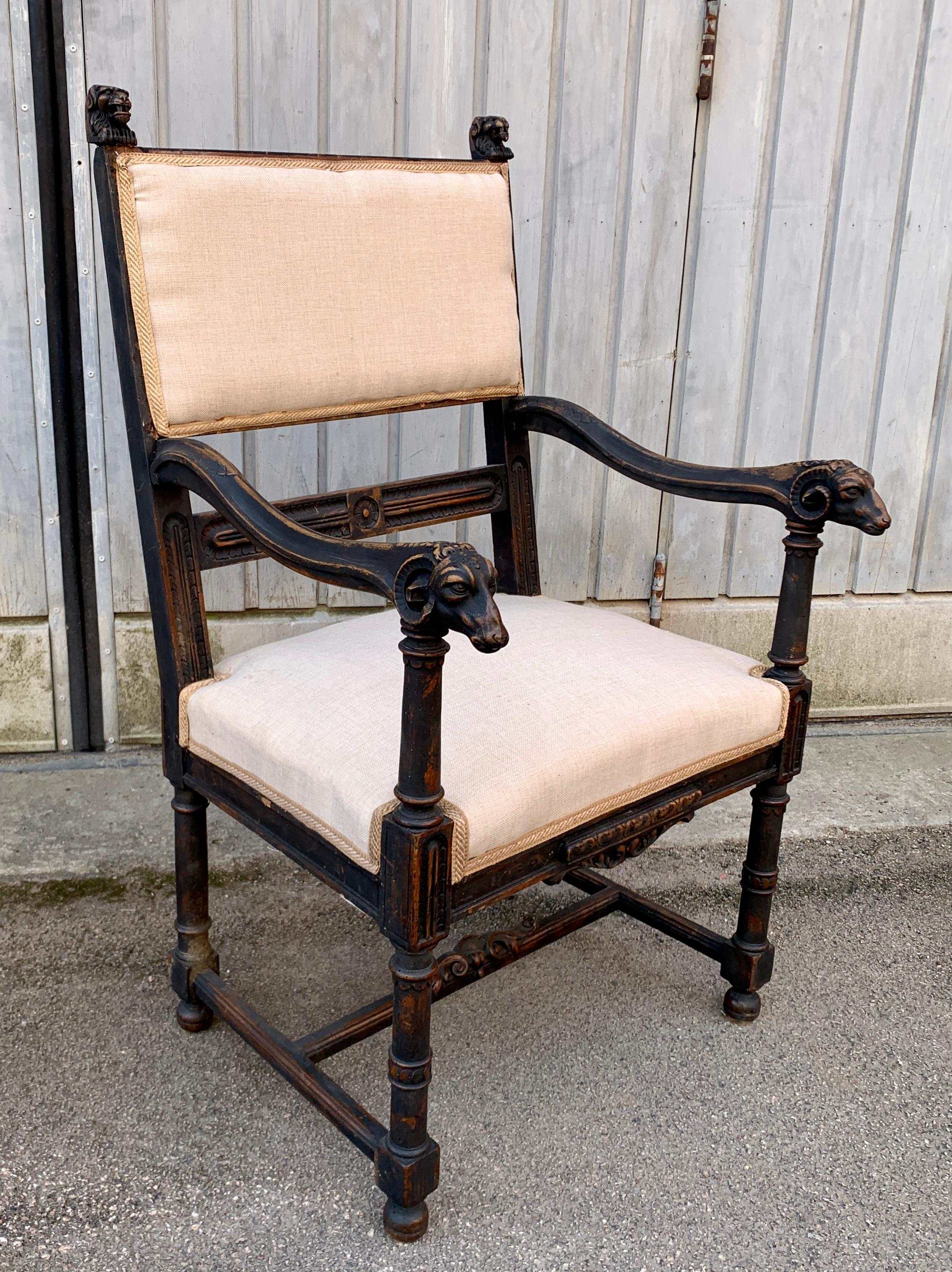 Französischer Sessel des 19. Jahrhunderts, schwarz lackiert im Angebot 1