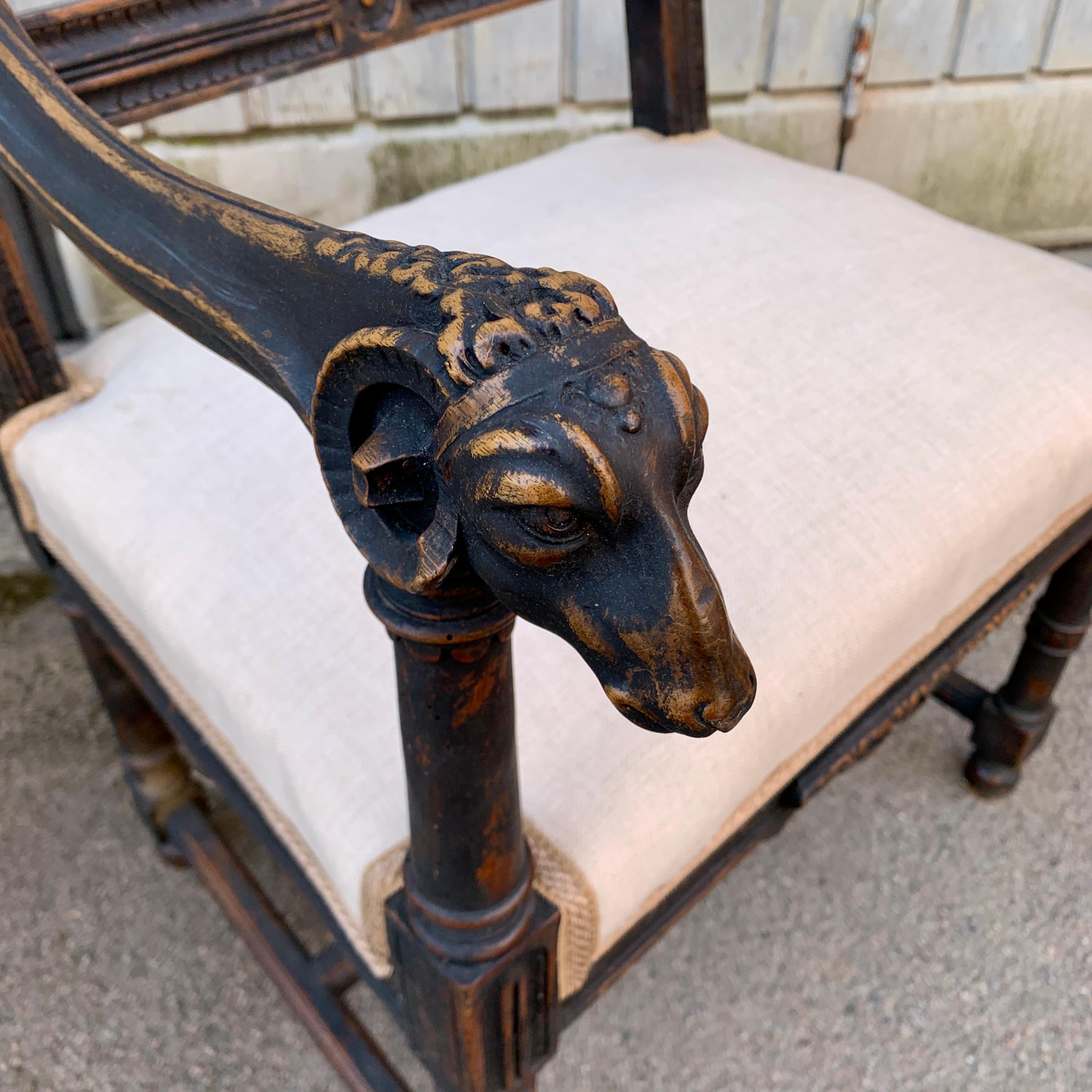 19th Black Painted Century French Armchair For Sale 2