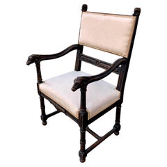 Antique 19th Black Painted Century French Armchair