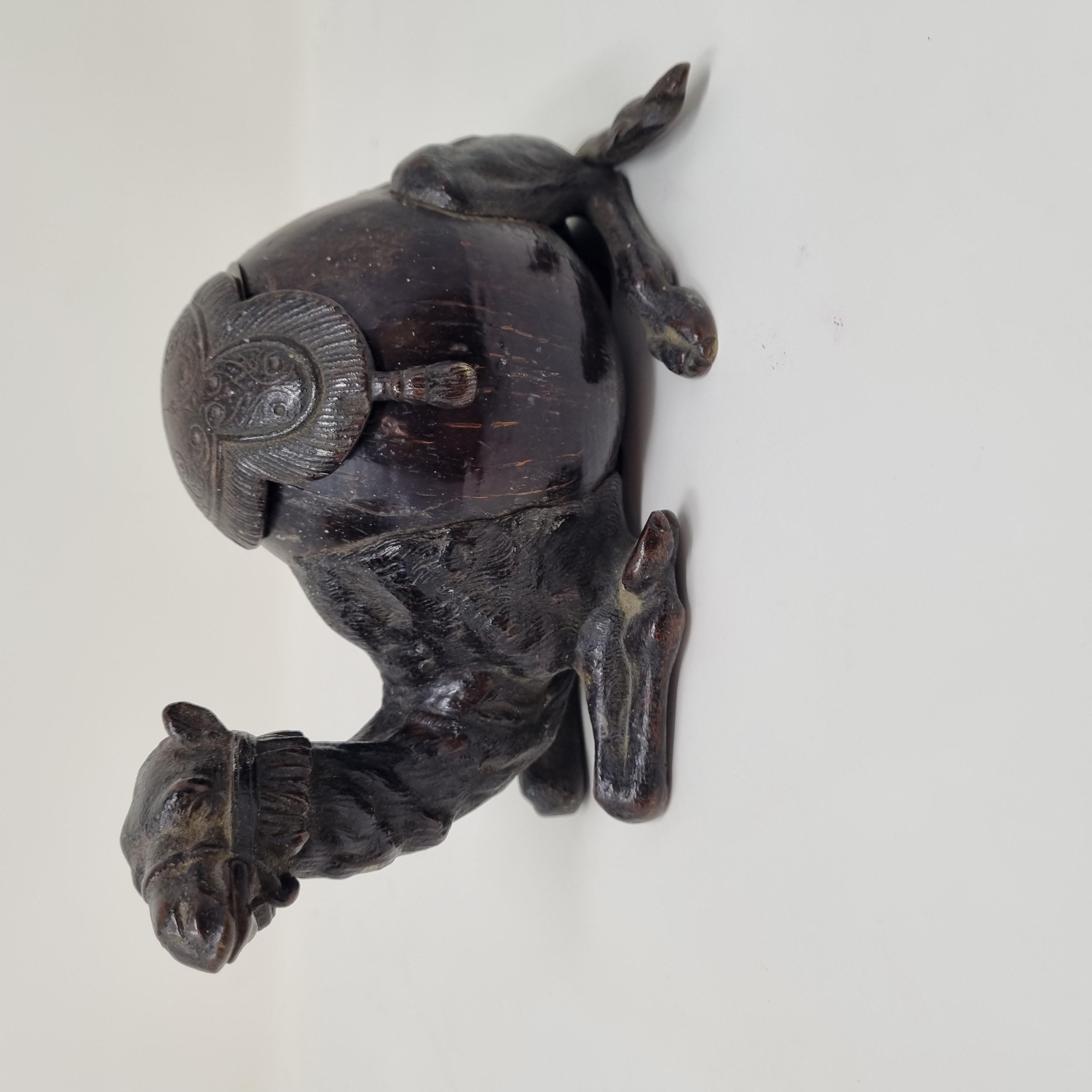 Original inkwell made from a coconut mounted in bronze
England ca 1880.