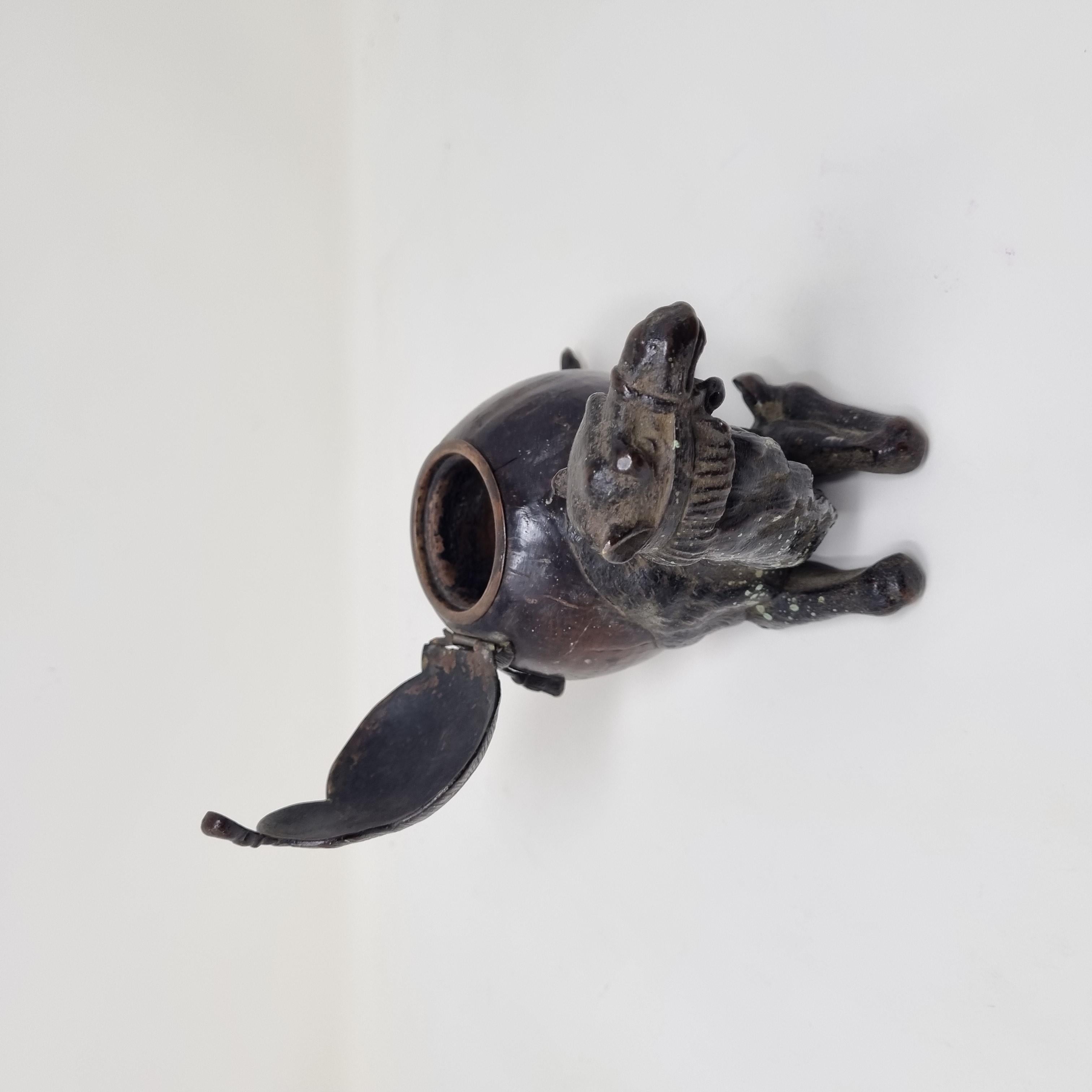 19th Bronze Coconut Inkwell For Sale 2