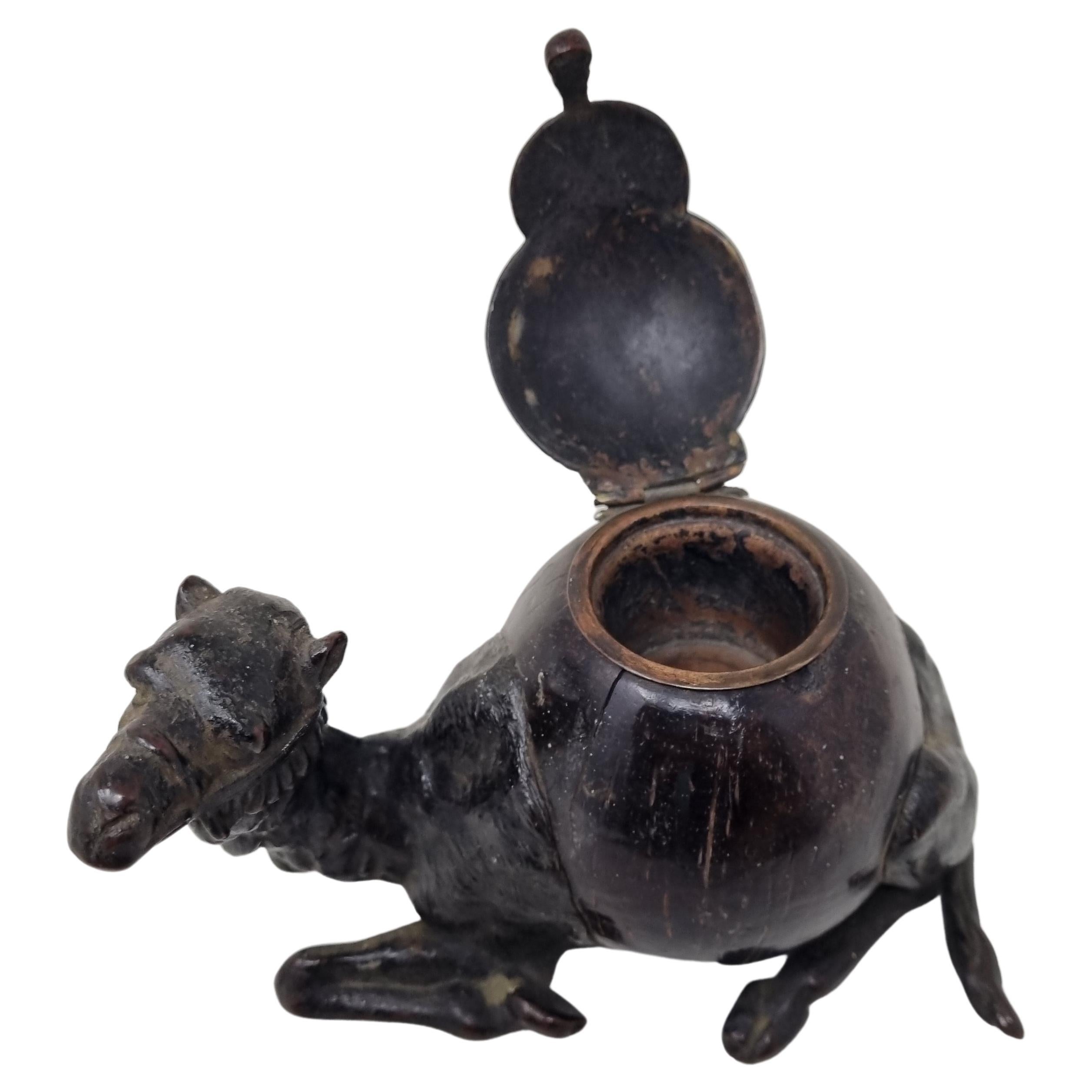 19th Bronze Coconut Inkwell For Sale