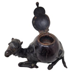 19th Bronze Coconut Inkwell