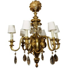 Antique 19th Bronze Dore Louis XVI Chandelier