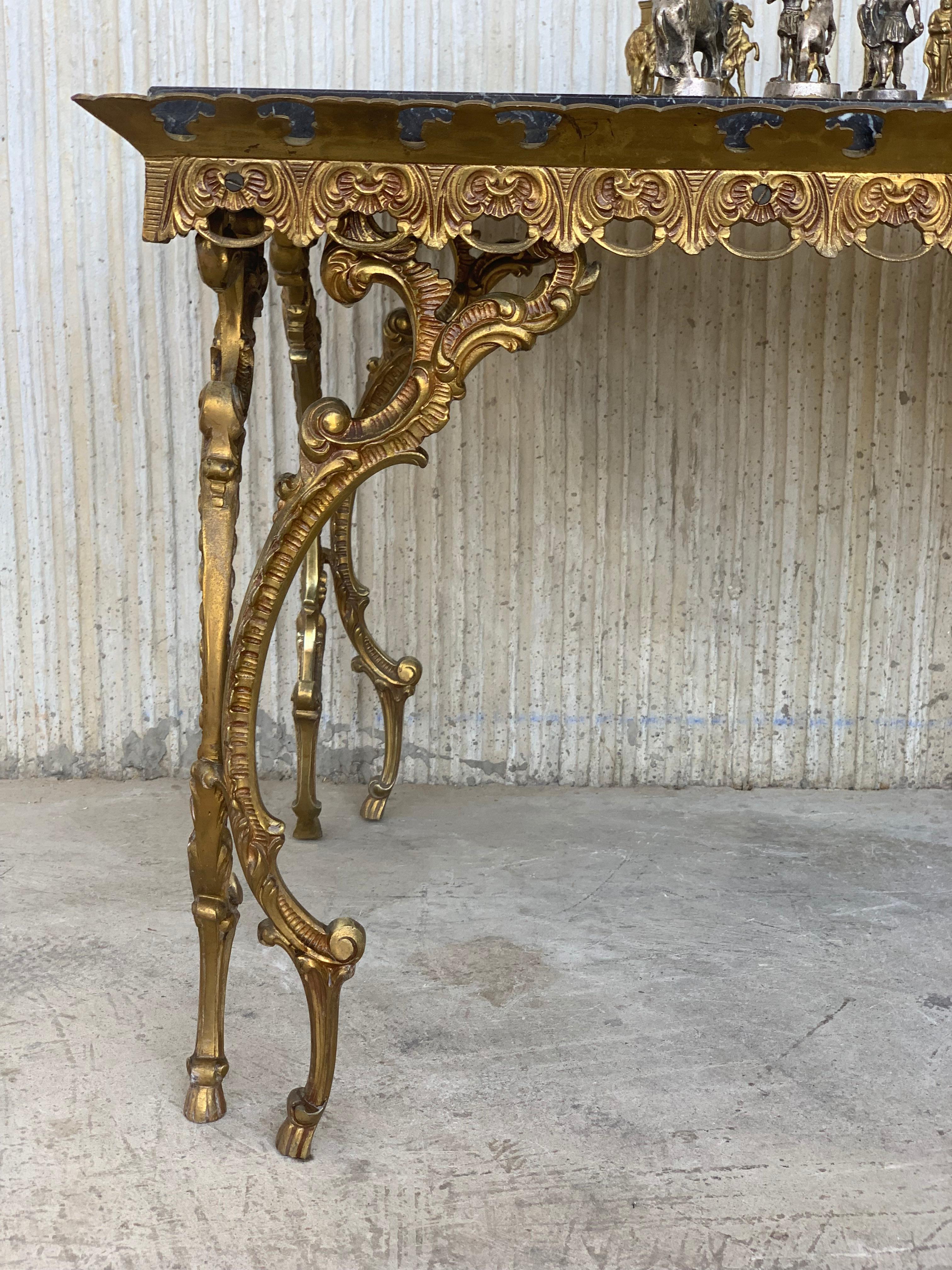 19th Century Bronze Game of Chess with Marble-Top and Bronze Legs Table 7