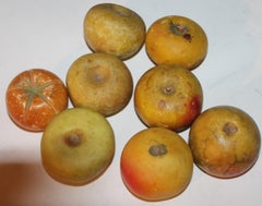 19th C 38 Pieces of Stone Fruit and Bowl