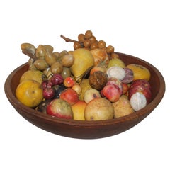 19th C 38 Pieces of Stone Fruit and Bowl