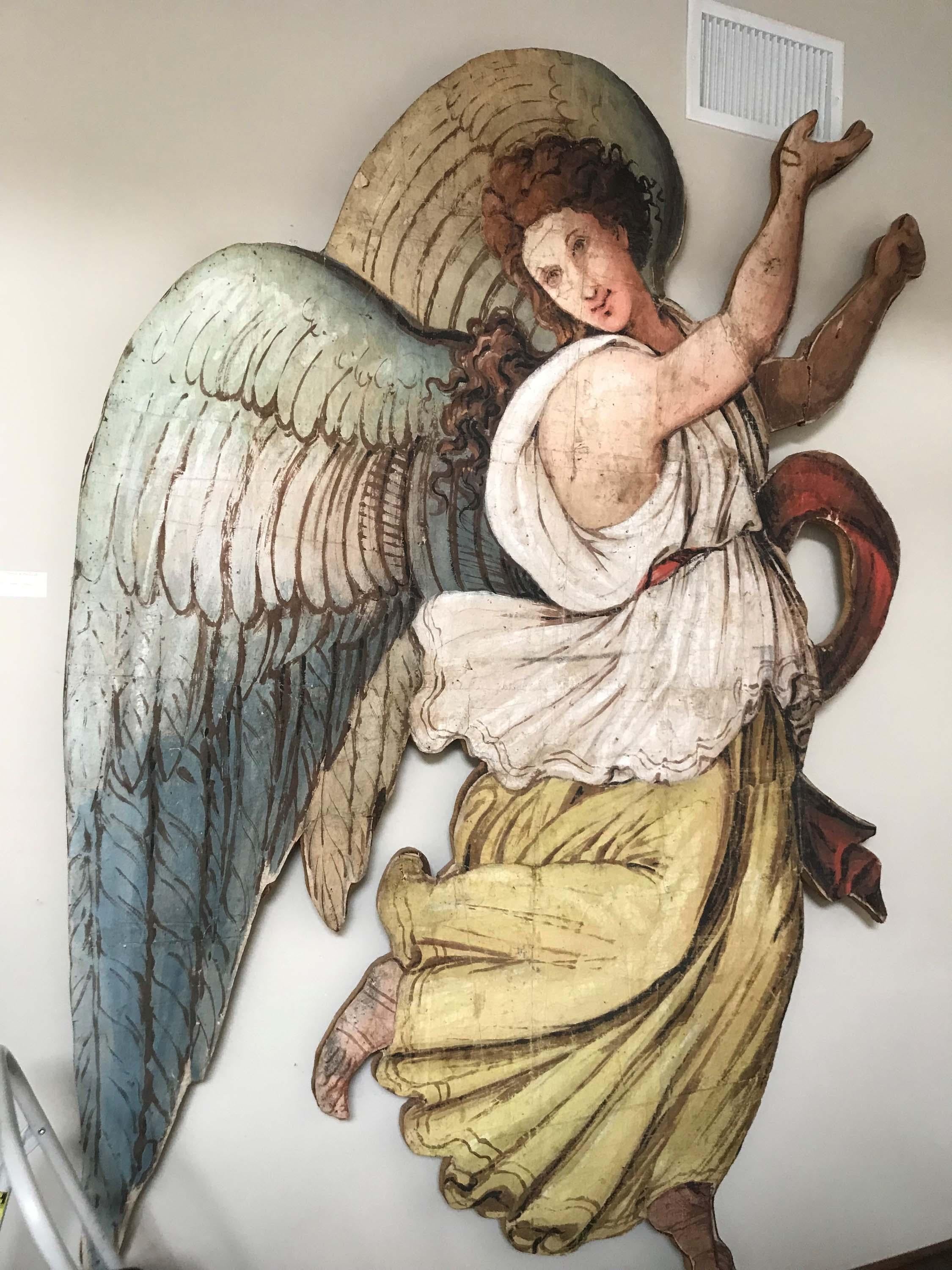 Painted 19th Century Adoring Angels, Pair