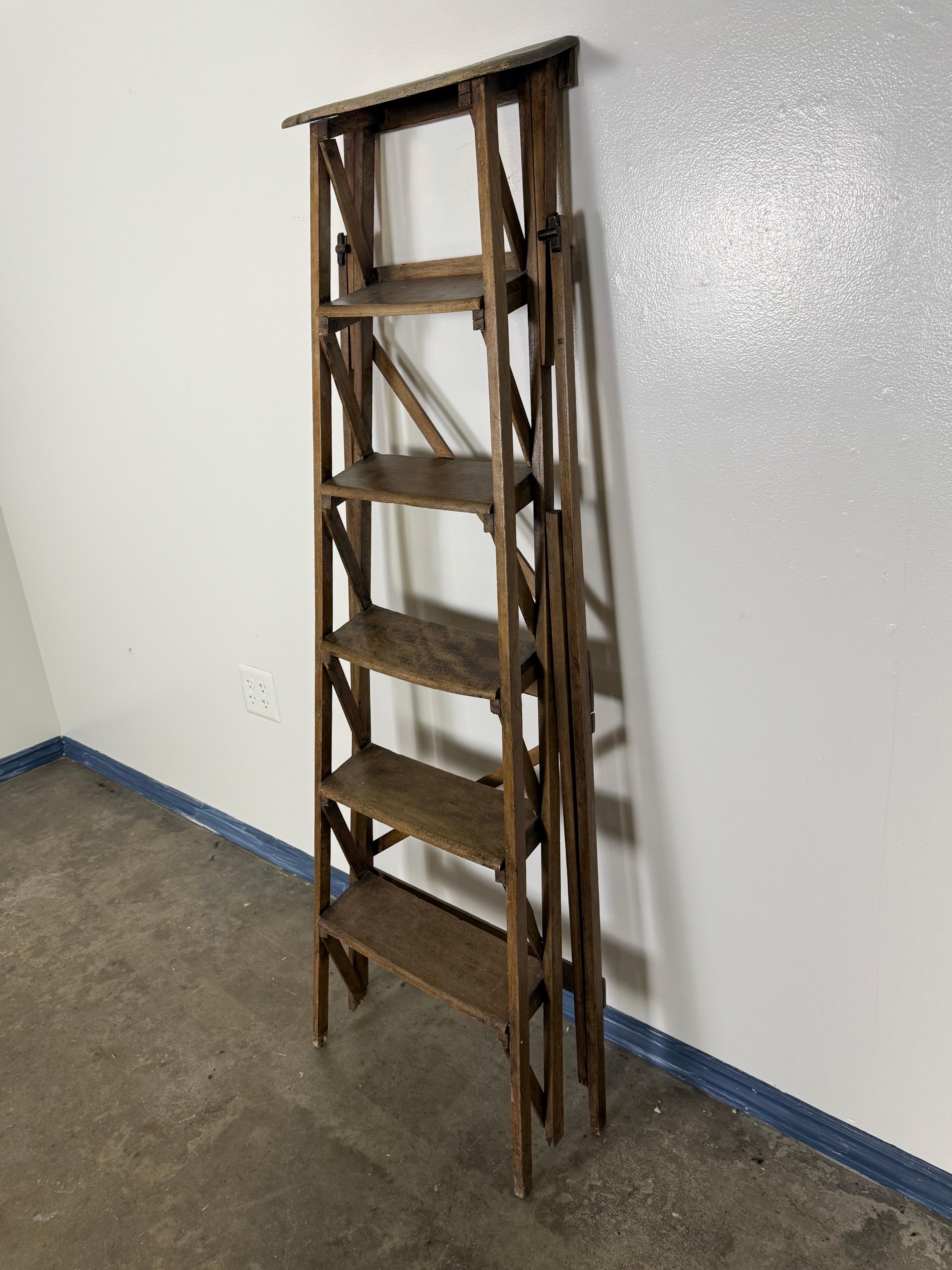 19th C. A-Frame Wood Ladder 4