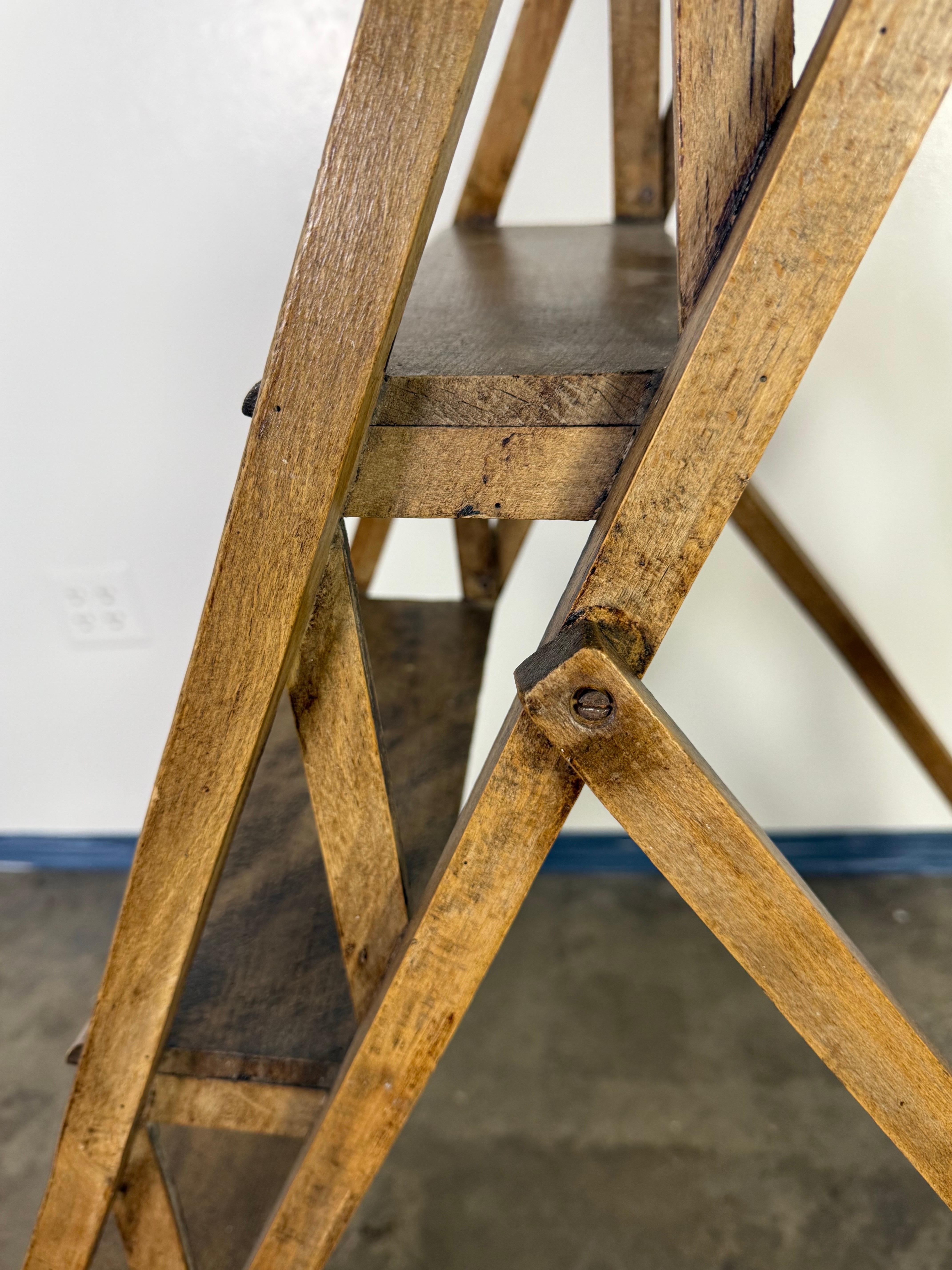 European 19th C. A-Frame Wood Ladder