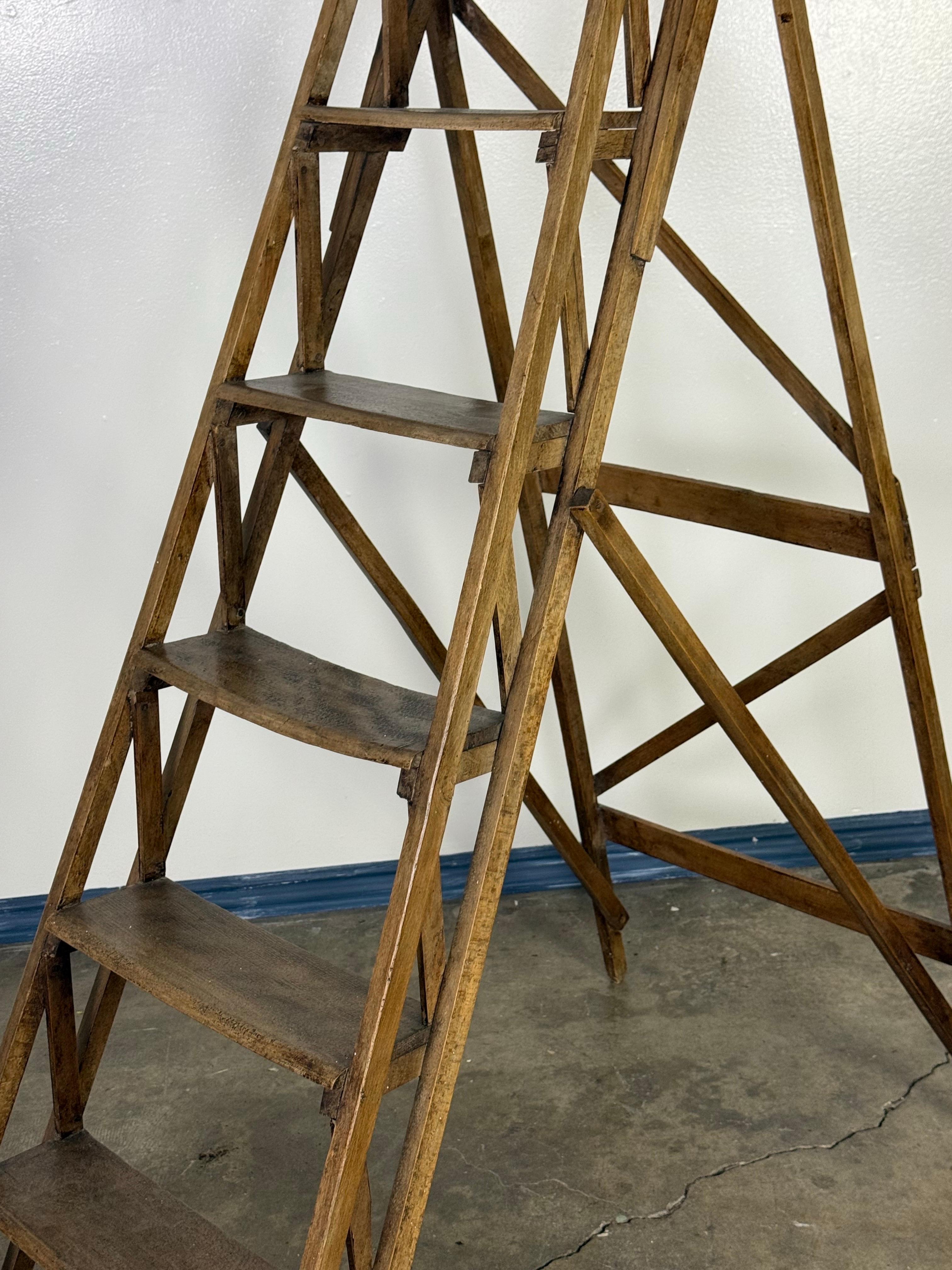 19th C. A-Frame Wood Ladder In Distressed Condition In Los Angeles, CA