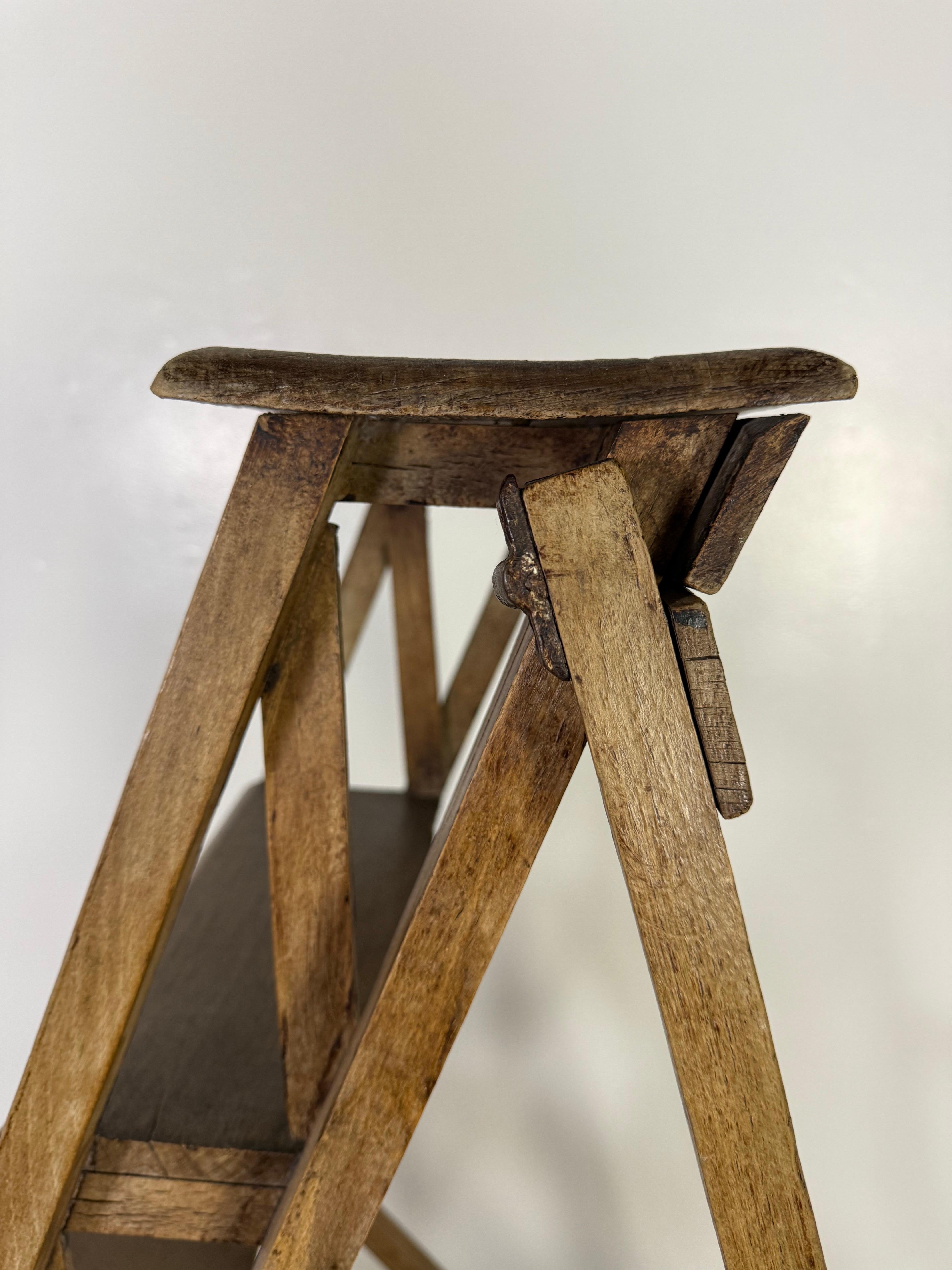 19th Century 19th C. A-Frame Wood Ladder