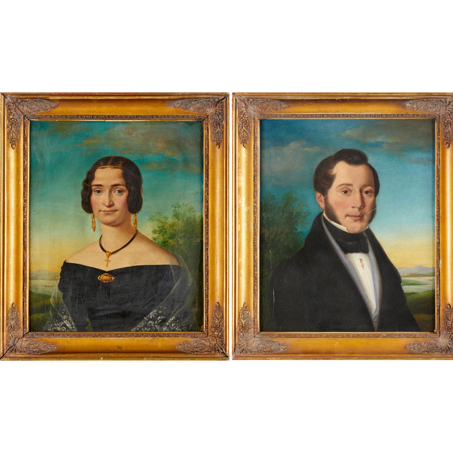 19th C. A Framed Pair of Regency English Portraits - Oil on Canvas For Sale 7