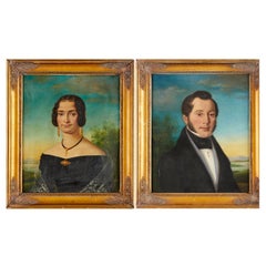 19th C. A Framed Pair of Regency English Portraits - Oil on Canvas