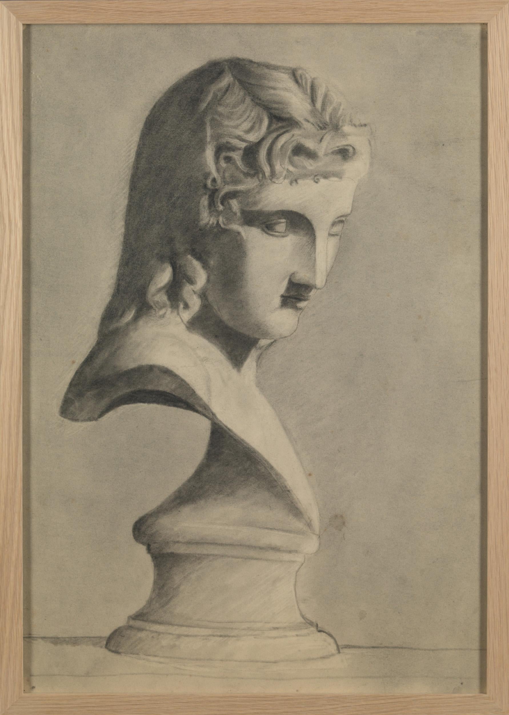Neoclassical 19th C, Academy Student Drawing, Pencil on Paper For Sale
