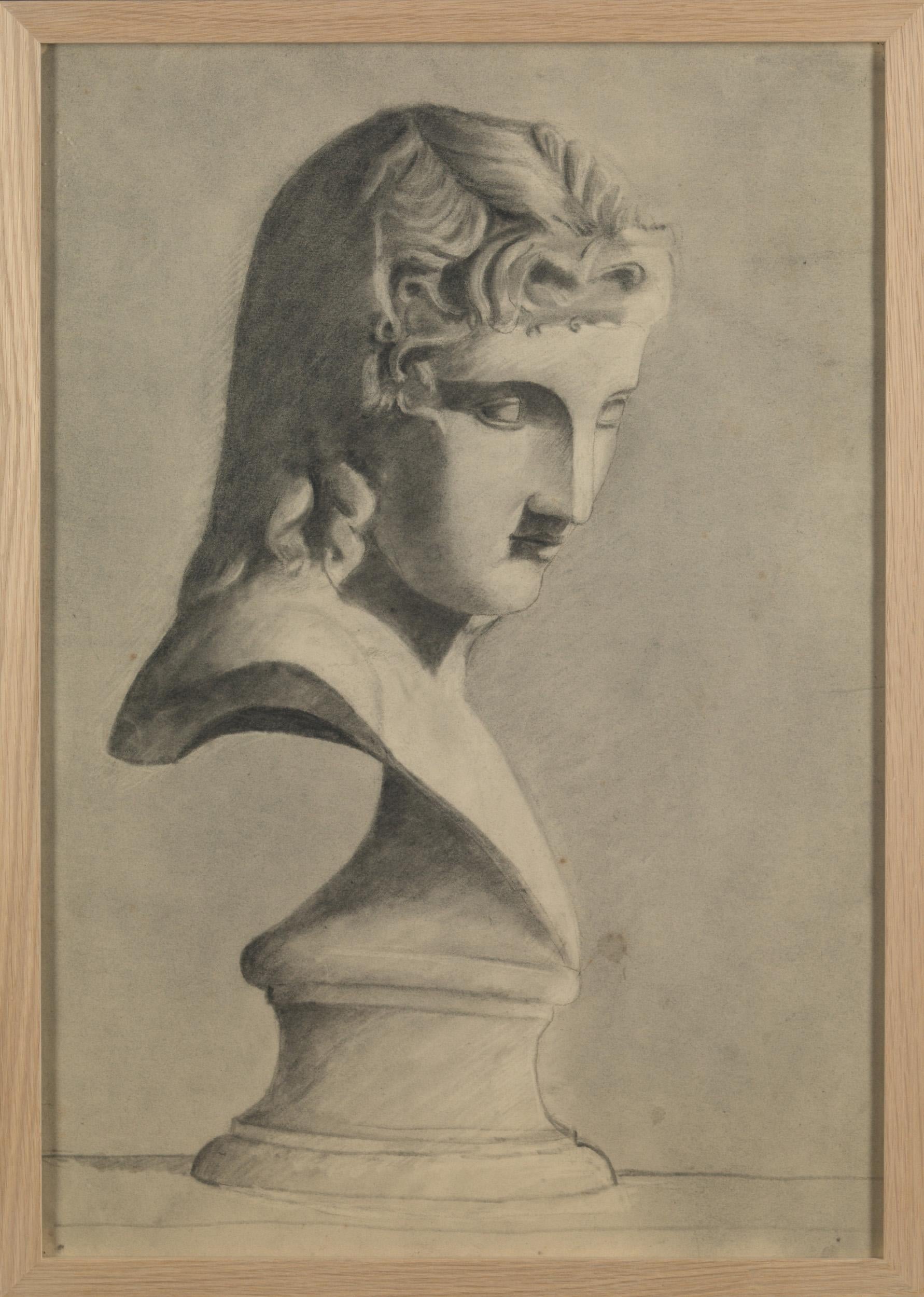 Belga XIX secolo, Disegno di uno studente dell'Accademia, matita su carta in vendita