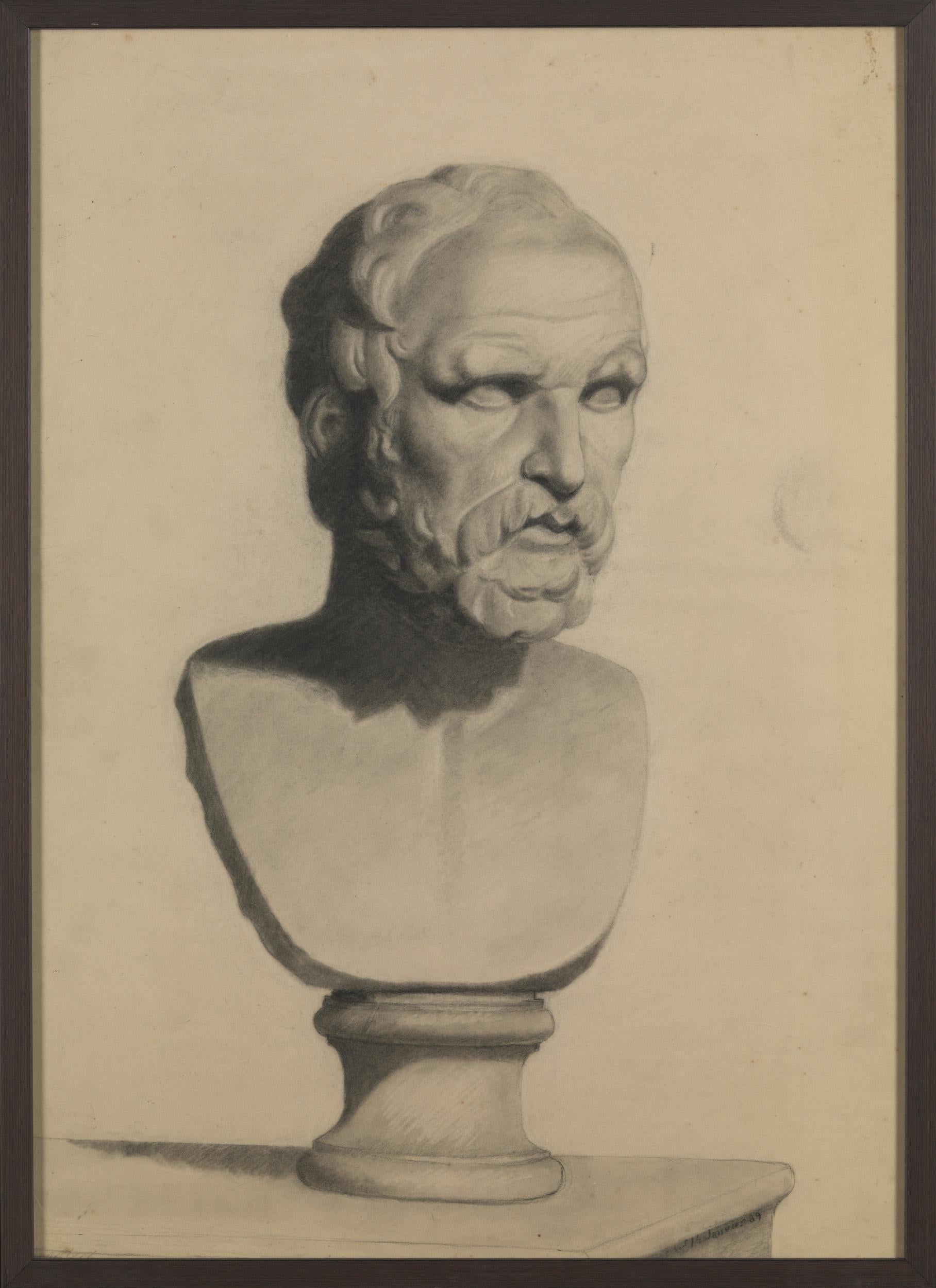 Belgian 19th C, Academy Student Drawing, Pencil on Paper