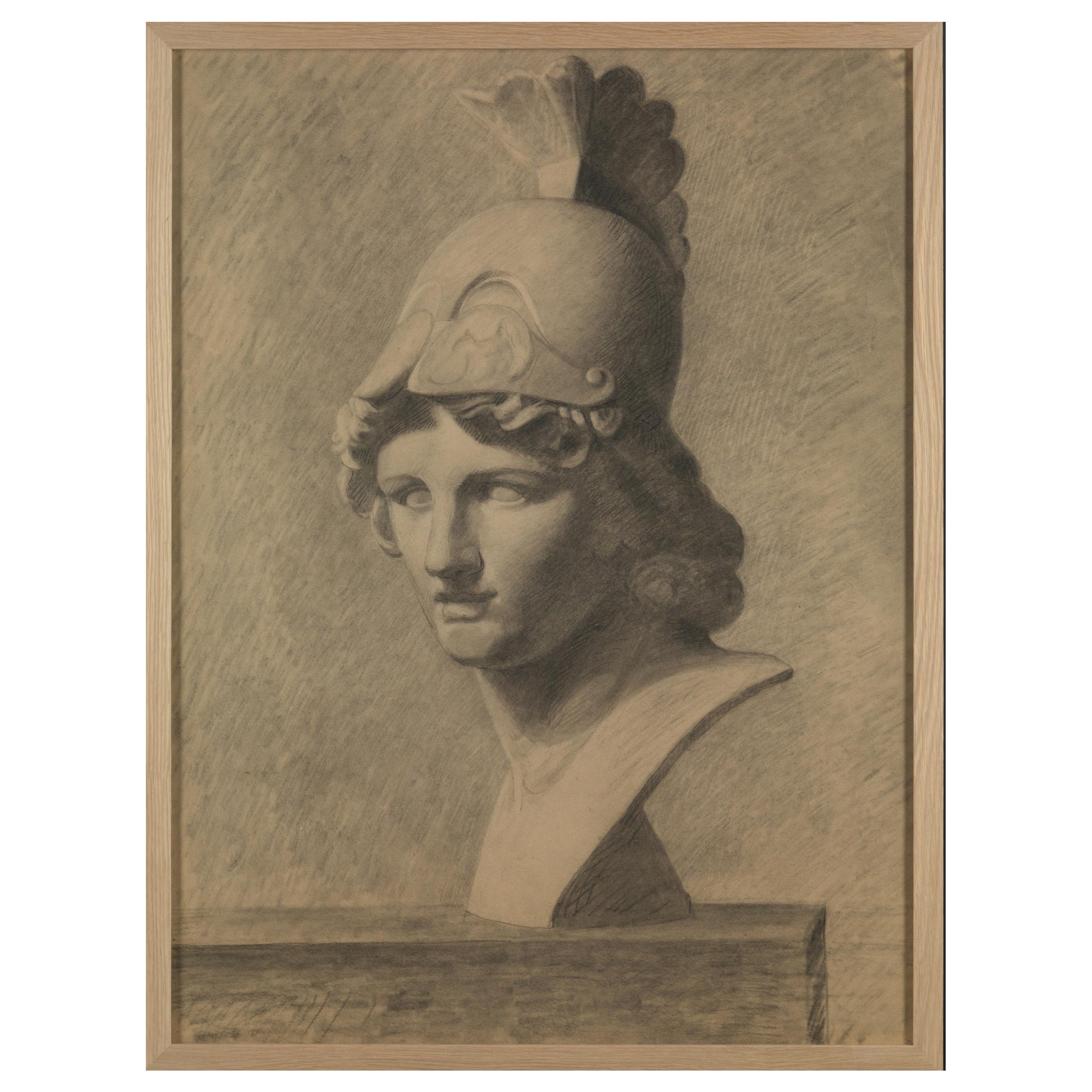 19th C, Academy Student Drawing, Pencil on Paper For Sale