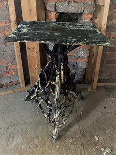 19th C Adirondack Handmade Cabin Shabby Chic Twig Vine Plant Stand Lamp Table
