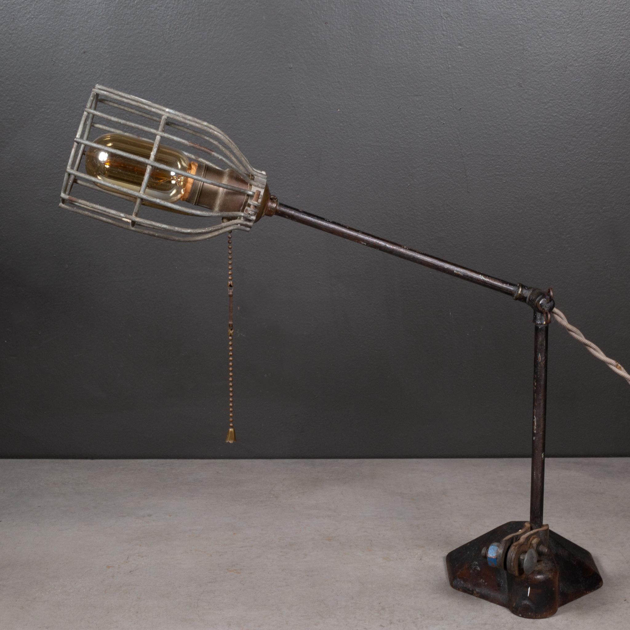 American 19th Century Adjustable Cast Iron Caged Table Lamp  (FREE SHIPPING) For Sale