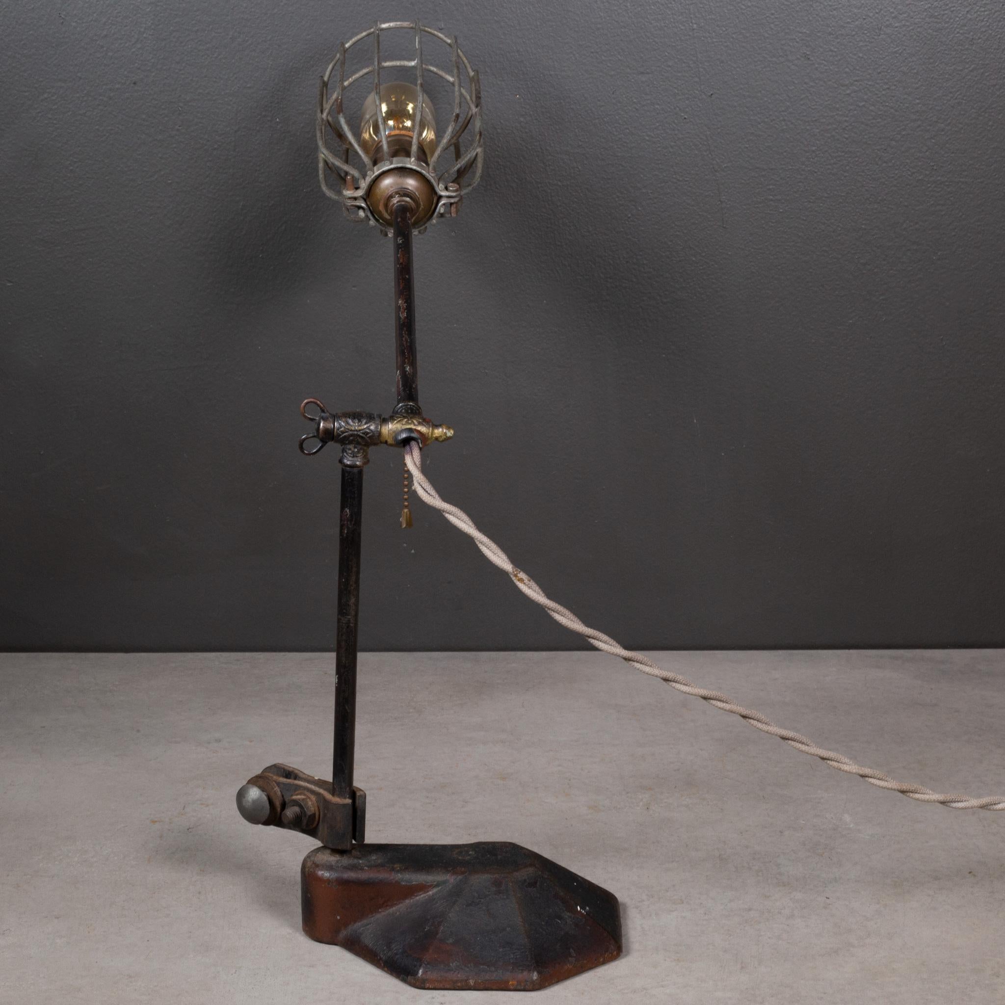 19th Century Adjustable Cast Iron Caged Table Lamp  (FREE SHIPPING) In Good Condition For Sale In San Francisco, CA