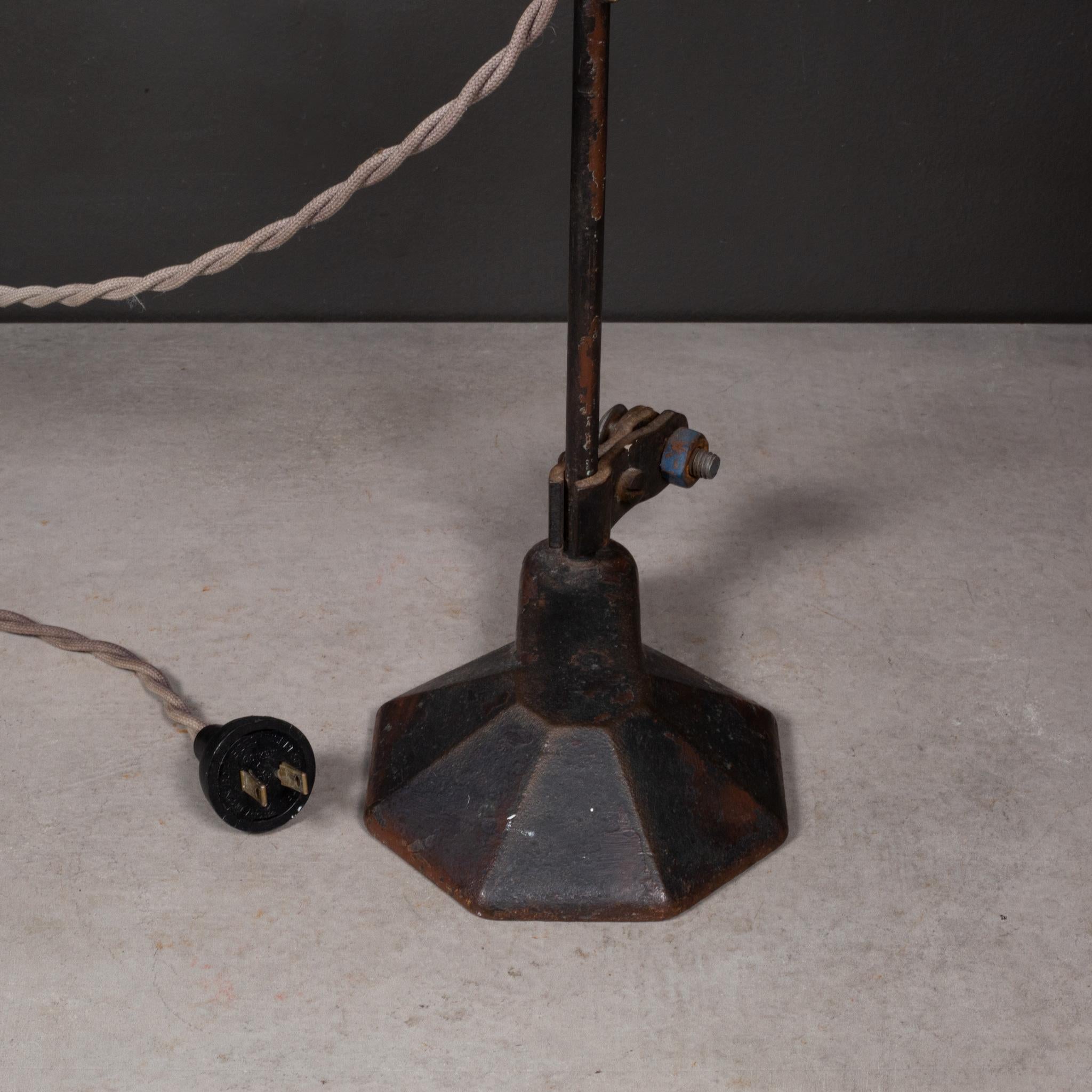 Late 19th Century 19th Century Adjustable Cast Iron Caged Table Lamp