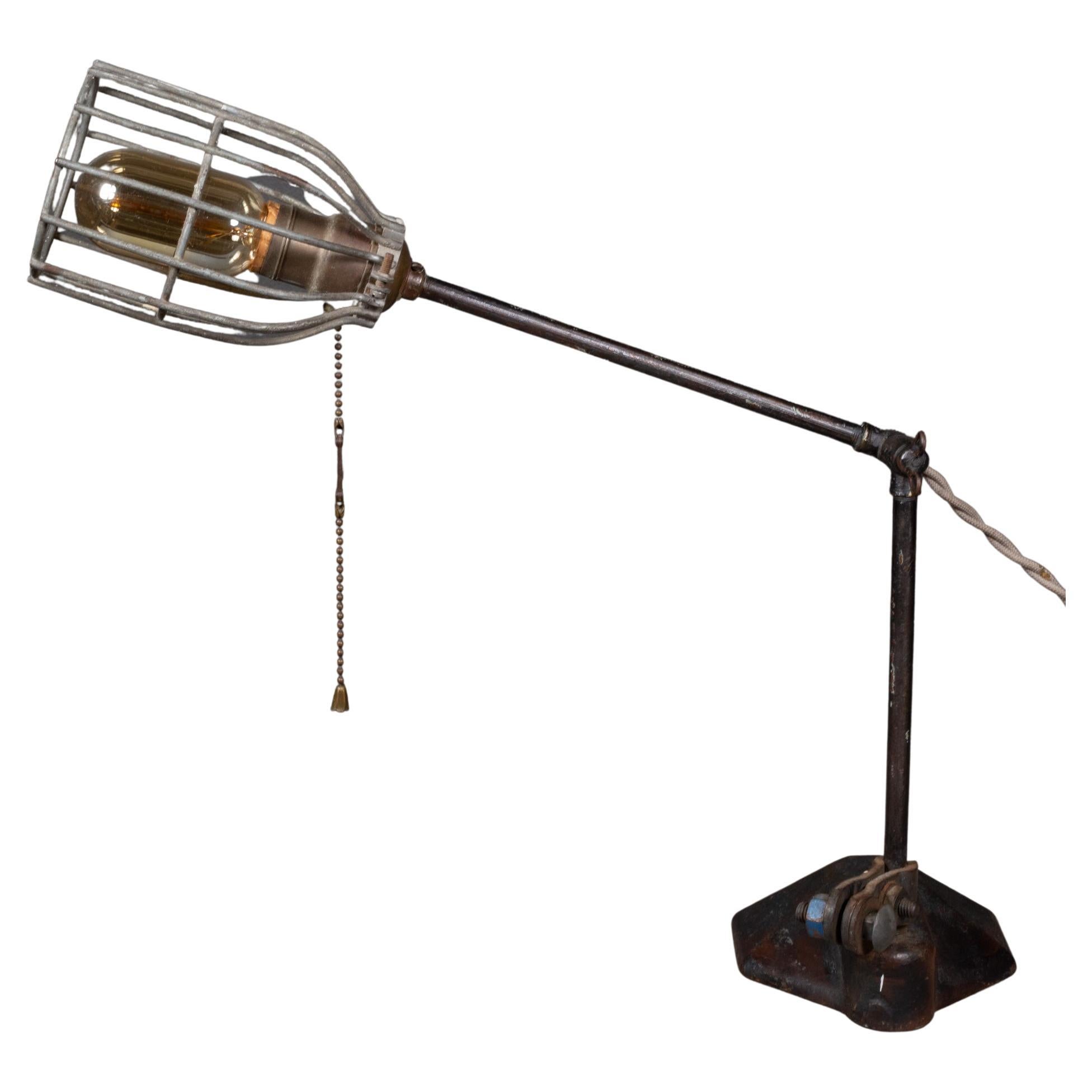 19th Century Adjustable Cast Iron Caged Table Lamp  (FREE SHIPPING) For Sale