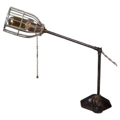 19th Century Adjustable Cast Iron Caged Table Lamp