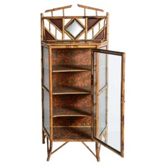 19Th. c. Aesthetic mouvement Bamboo & Glass Cabinet, 1880-1900