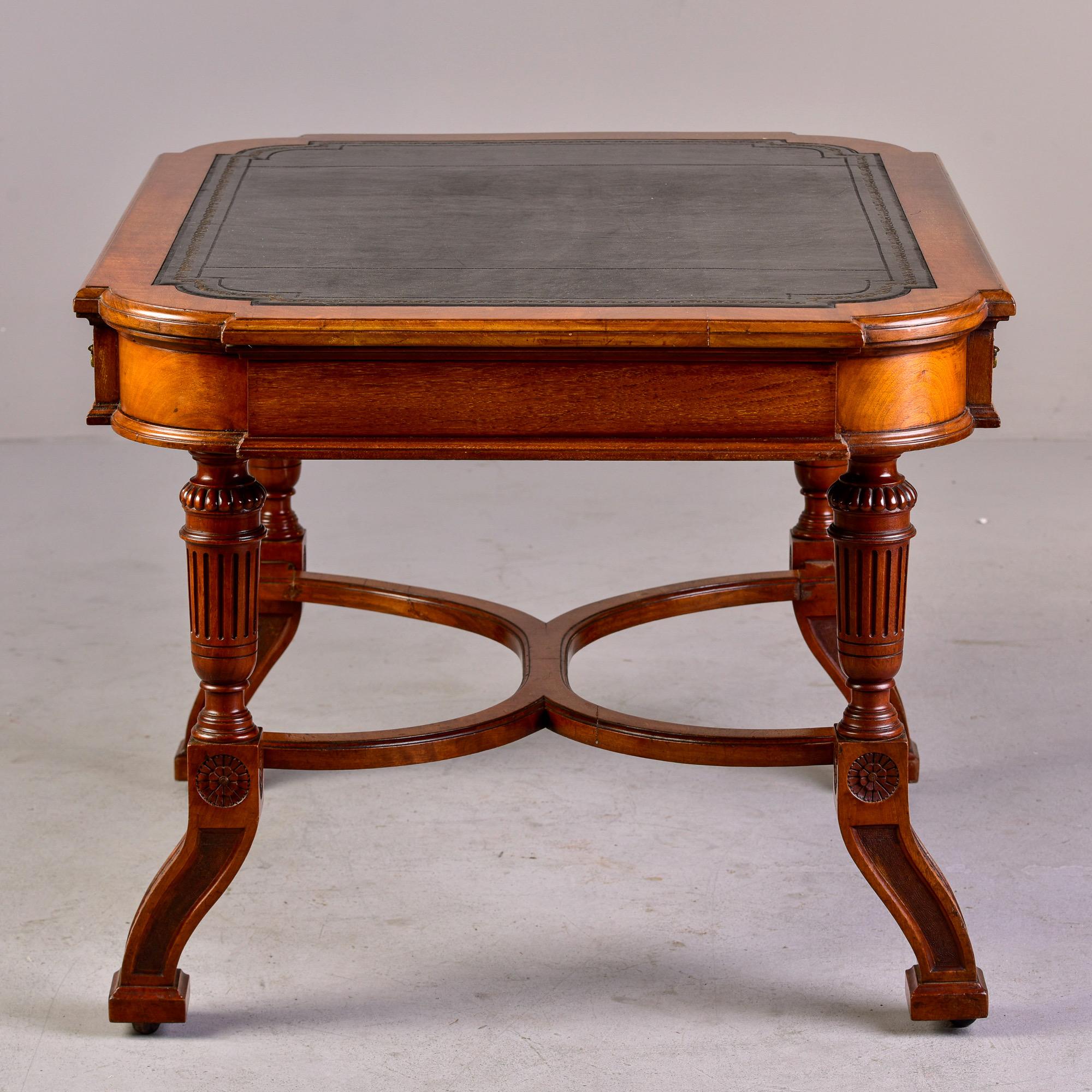 19th C Aesthetic Movement Mahogany Library Desk with Leather Top 6