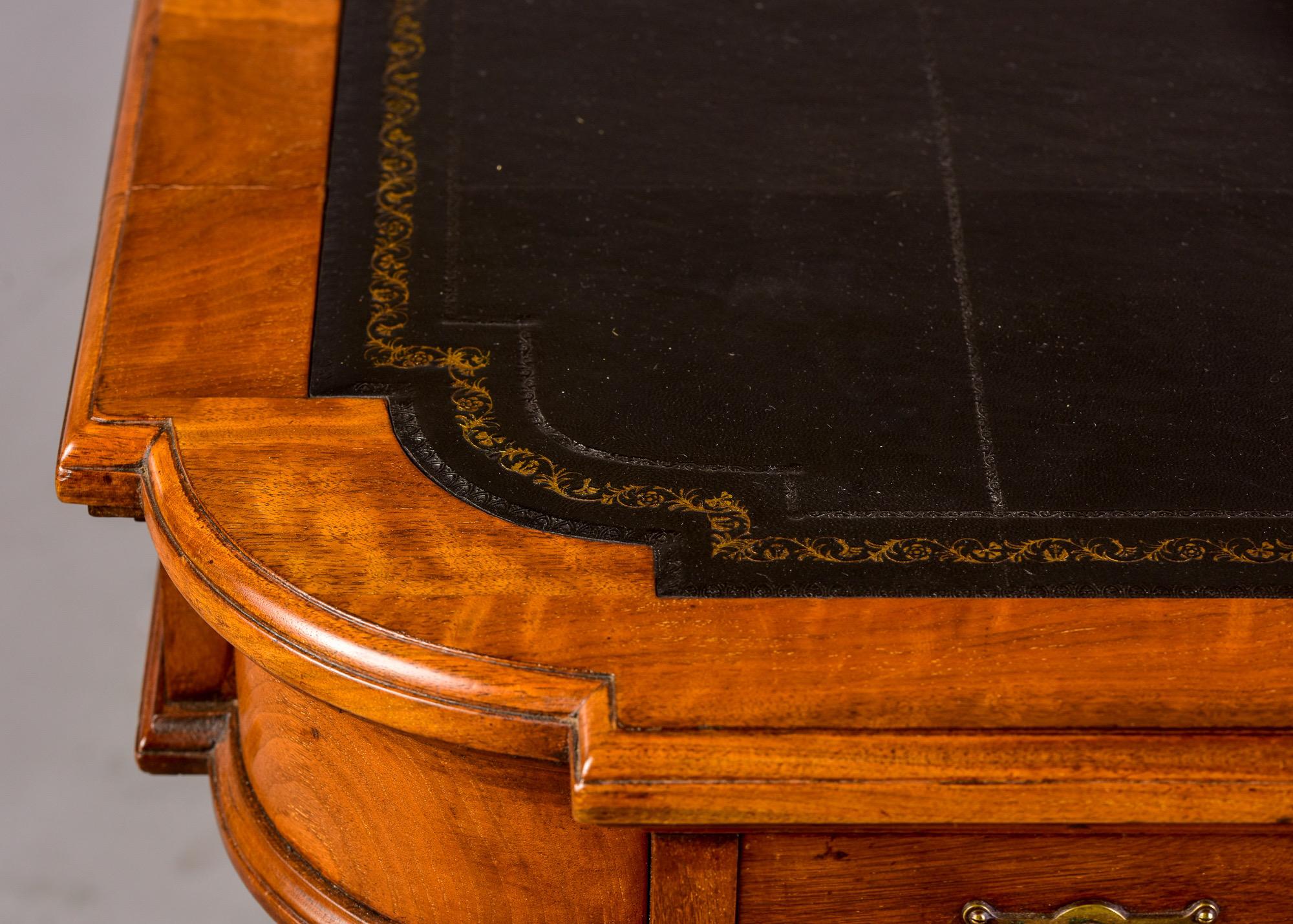 19th C Aesthetic Movement Mahogany Library Desk with Leather Top In Good Condition In Troy, MI