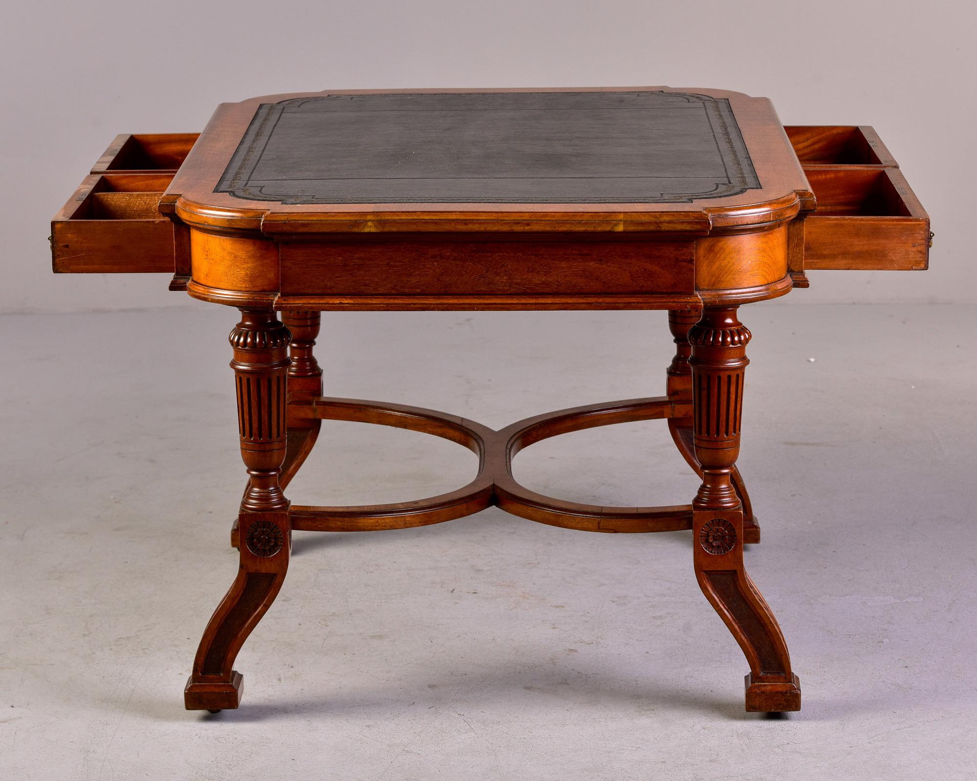 19th C Aesthetic Movement Mahogany Library Desk with Leather Top 2