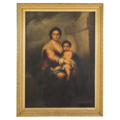 19th C. After Bartolome E. Murillo Our Lady Of The Rosary Oil On Canvas Painting