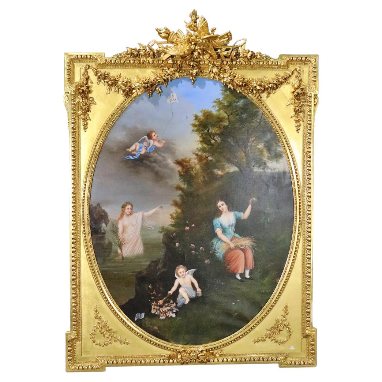 19th C Allegorical Painting "Burning the Love Letters" For Sale