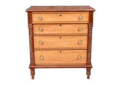 19th C. Am. Empire Mahogany & Birdseye Maple Chest Of Drawers