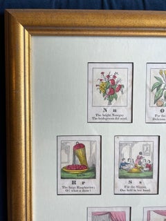 19th C. American - A Framed Set of 13 Hand Colored Alphabet Woodcut Prints N-Z