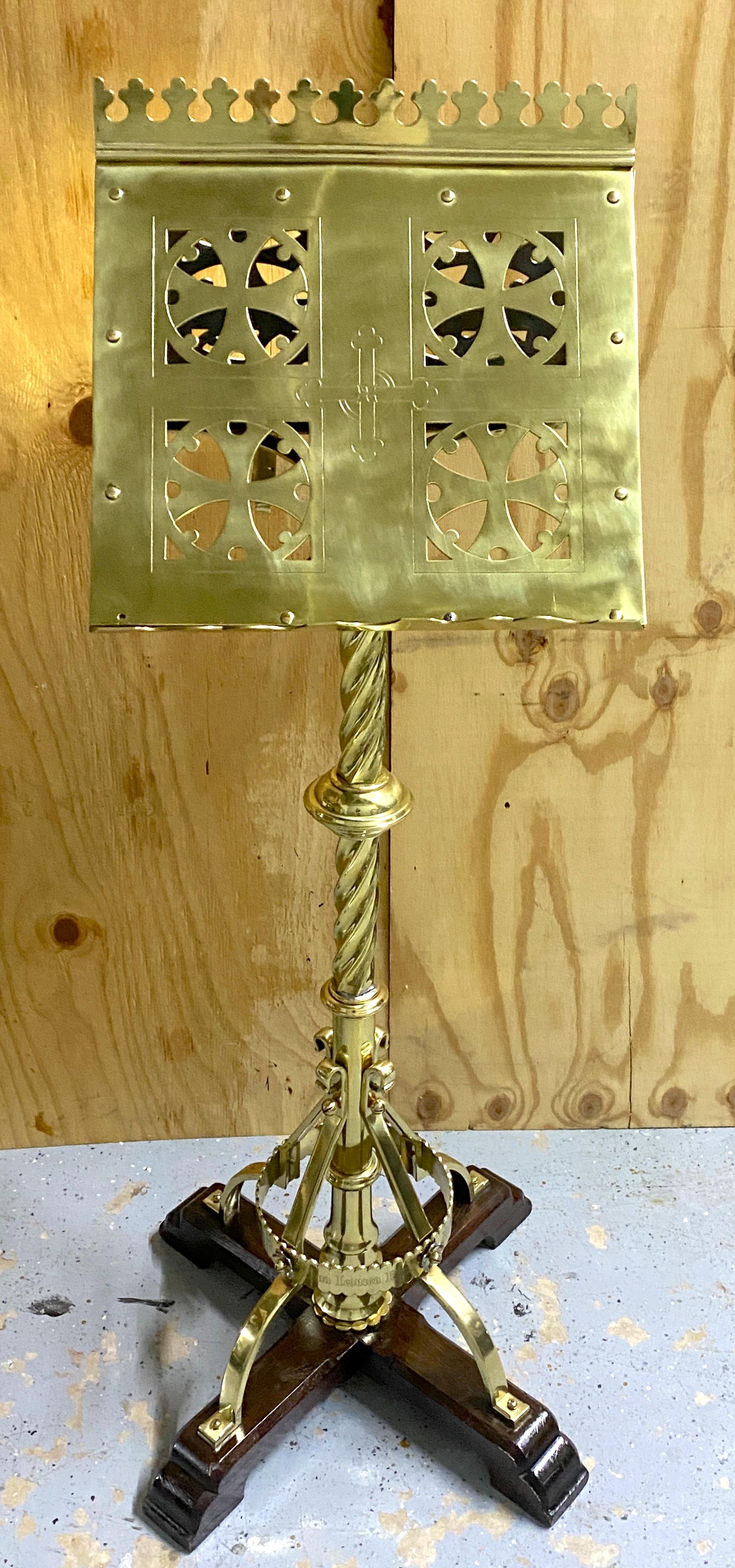 19th C. American Brass Ecclesiastical Revolving Dual Sided Lectern/ Music Stand  For Sale 9