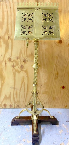 19th C. American Brass Ecclesiastical Revolving Dual Sided Lectern/ Music Stand
