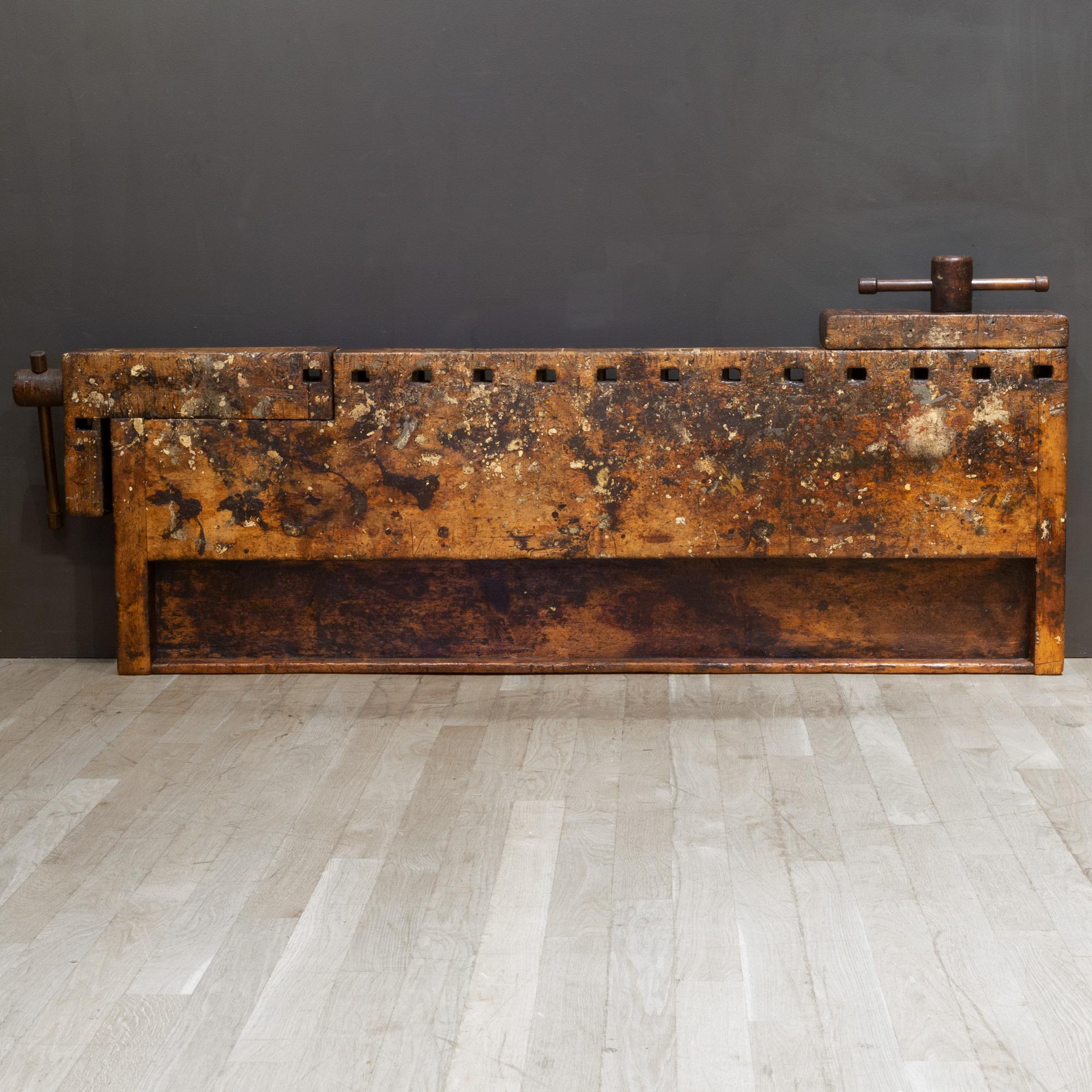 Industrial 19th Century American Carpenter's Workbench with Drawer, circa 1880-1900