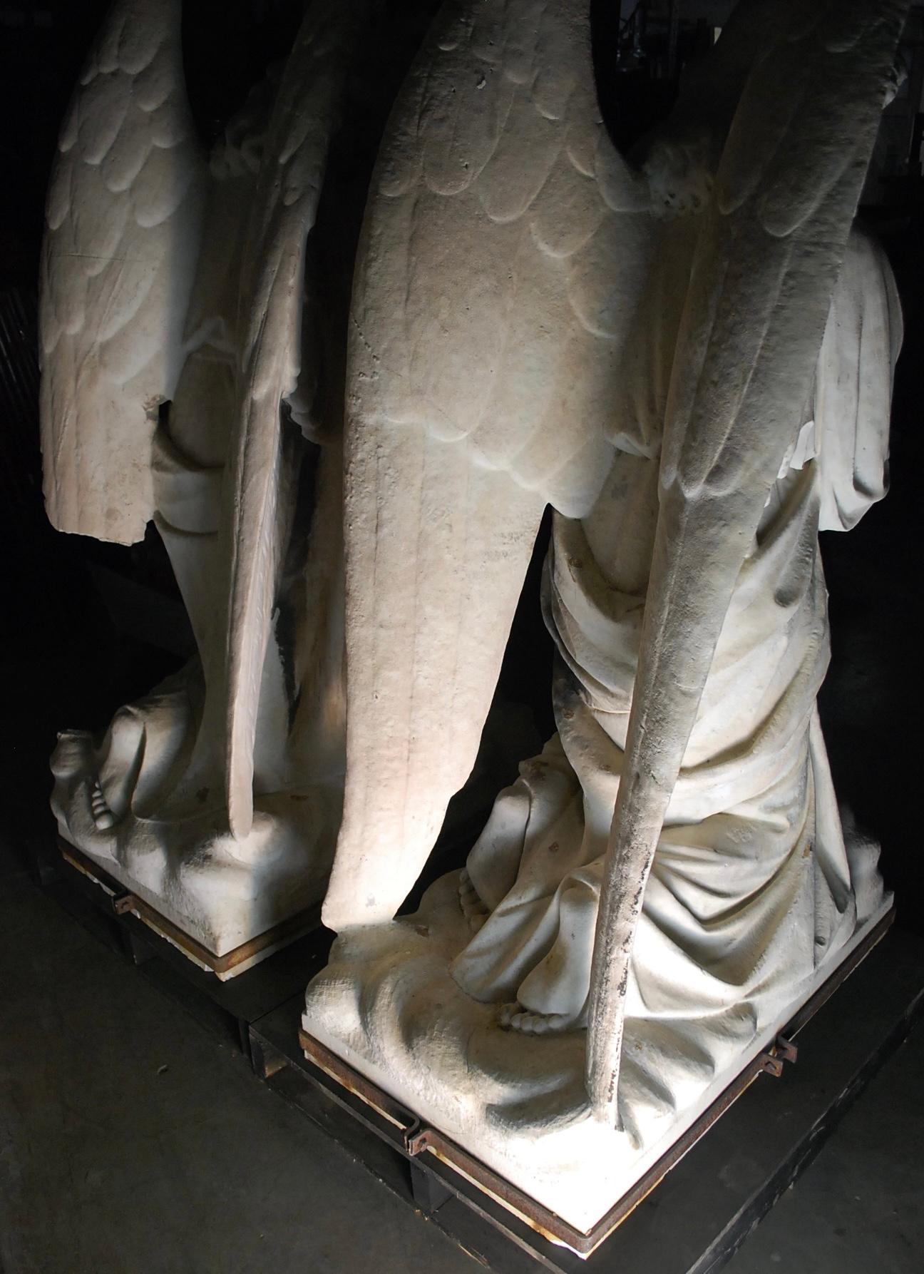 American Carved Authentic Large Marble Angel Statues For Sale 9