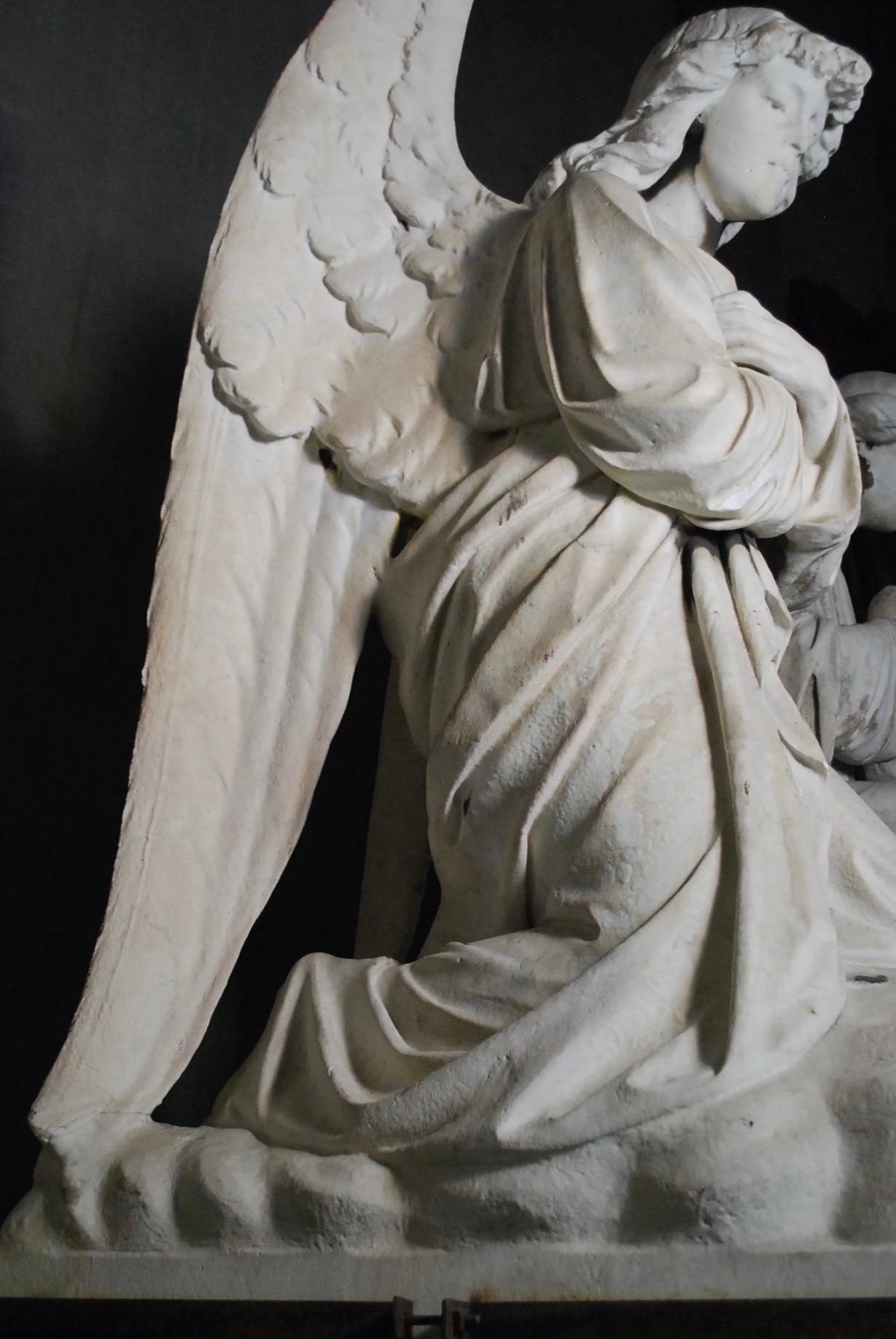 Classical Roman American Carved Authentic Large Marble Angel Statues For Sale