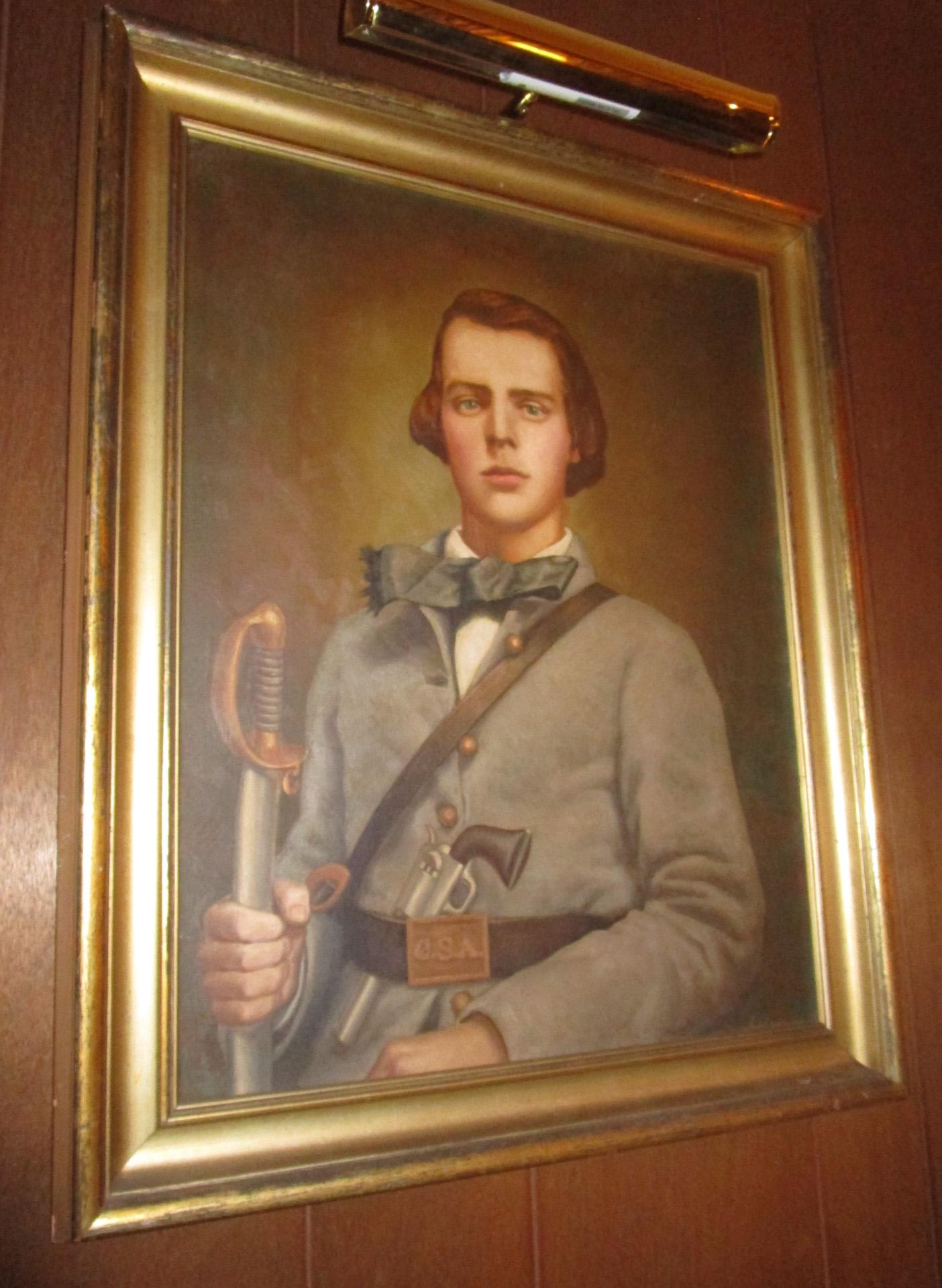 19th C American Civil War Confederate Soldier Framed Oil Painting w/ Provenance 1